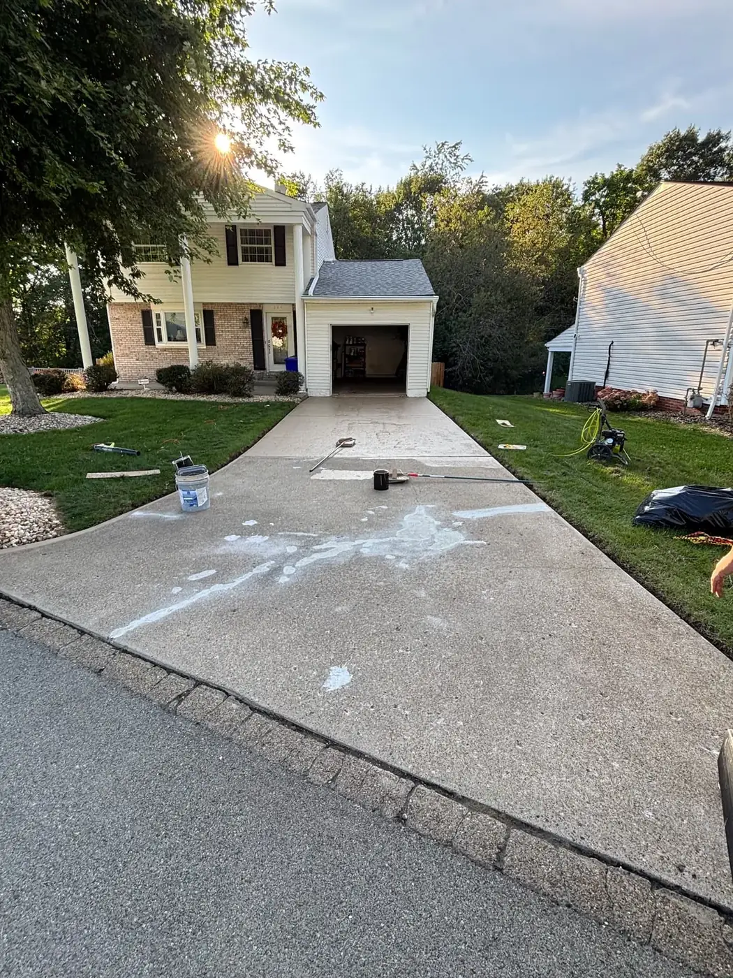Concrete driveway sealing — before