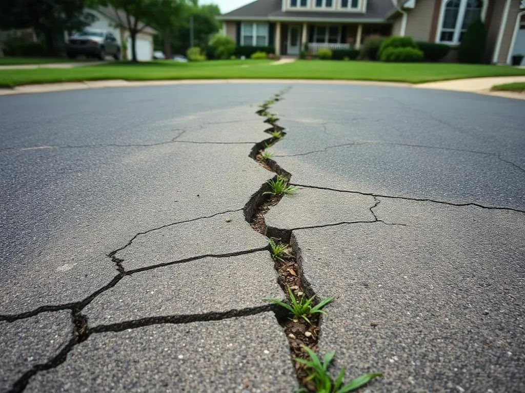 Driveway sealcoat & repair — before