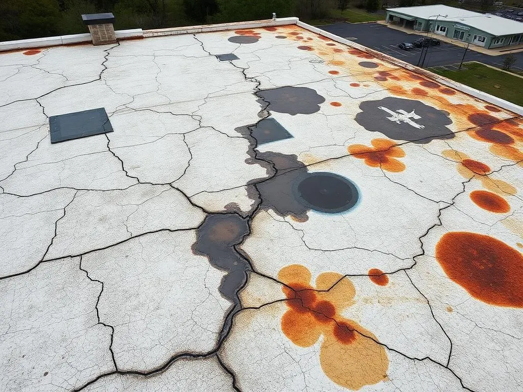 Flat roof silicone coating — before